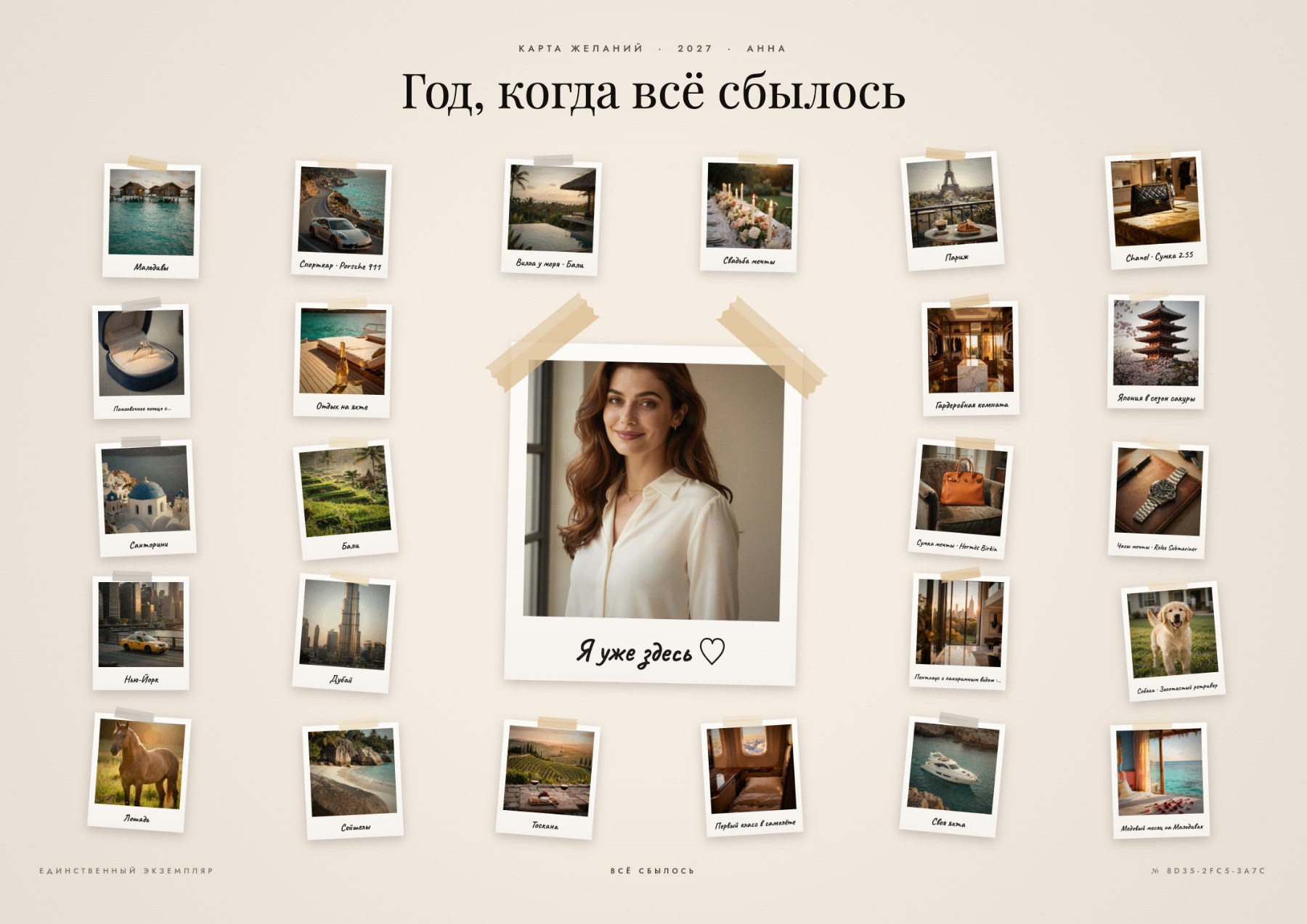 Пример карты желаний: полароиды